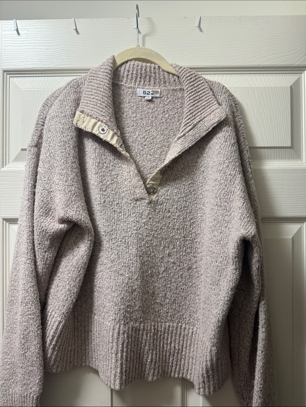 525 America Beige/Cream Knit Pop-Over Sweater